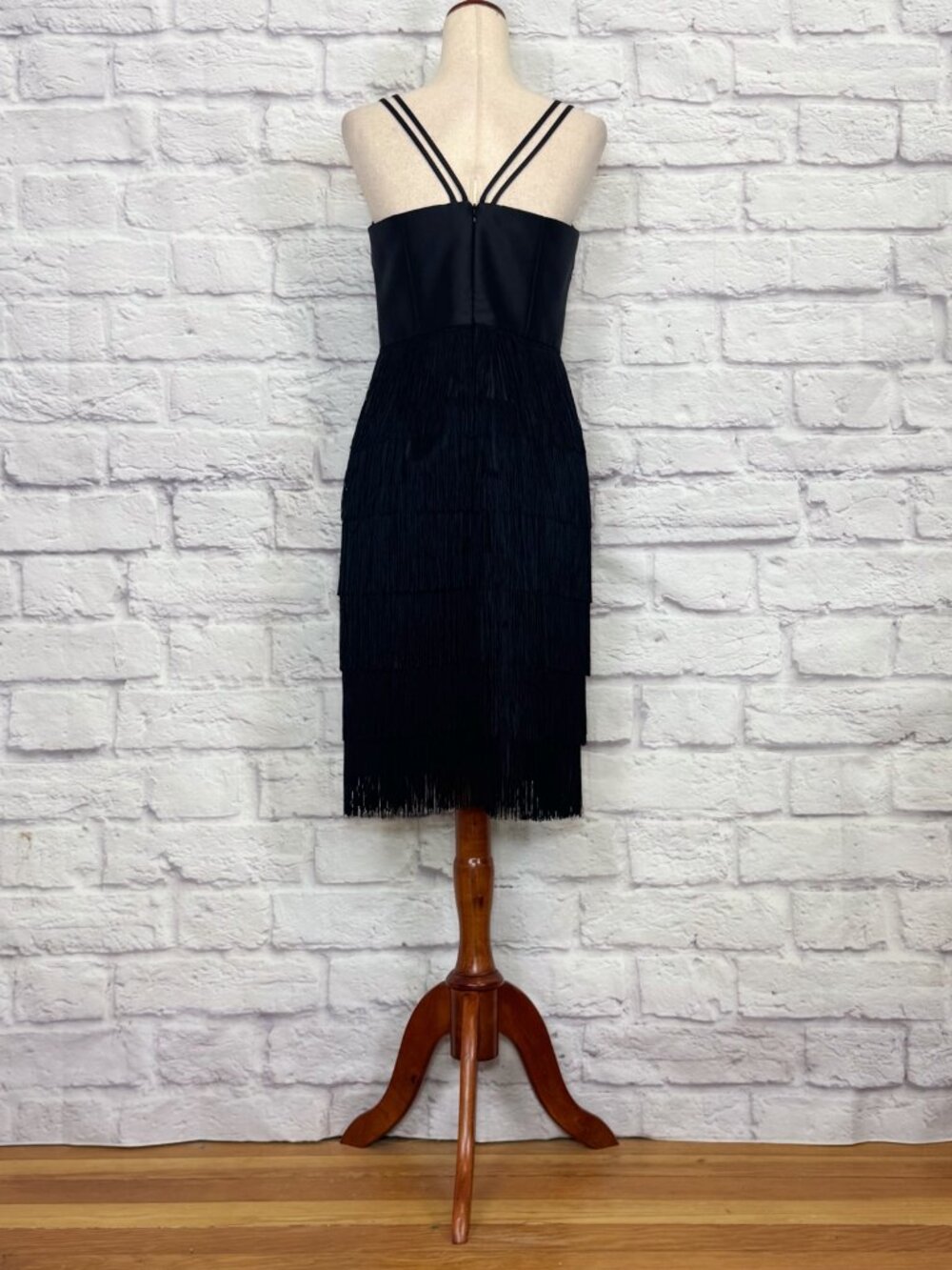 Shoshanna Midnight Vera Black Strappy Fringe Dress - Picture 2 of 6